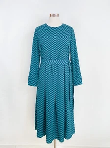 Vestido midi plisado con cinturón BODEN UK 16R/verde marino forrado bolsillos sedoso - Imagen 1 de 10