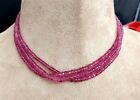 Natural Pink Tourmaline Faceted beads Necklace 4 mm beads 3 row necklace