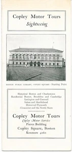 Folleto turístico vintage de los años 30 de COPLEY MOTOR TOURS Boston, Massachusetts - Imagen 1 de 4