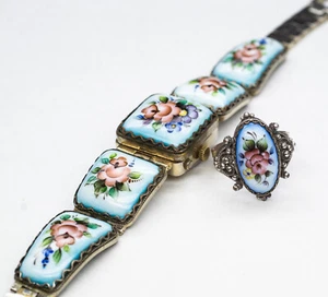 Lotto Vintage Chaika 1601A Donna Orologio 17J USSR Con Smalto Bracciale E Anello - Foto 1 di 23