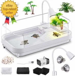 Large Turtle Tank Kit (Tank+Lamp+Filter), Acrylic Turtle Tank Starter Kit, Turtl - Picture 1 of 12