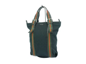 GUCCI GG Canvas Sherry Line Leather Black Tote Bag - Bild 1 von 19