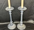 Gray Cast Iron Metal Rustic Candlesticks Candle Holder Pair Decor Industrial 11”