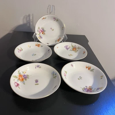 KPM KPM2 5 шт набор фруктовая чаша 5 3/8» различные цветочный золотой ободок Германии винтажный 1930 - Изображение 1 из 4