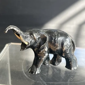 Antiker Elefant Gusseisen Tier Deko Kunst Figur 3,5”x2,5” schöne Patina  - Bild 1 von 11