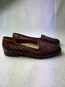 EUC G.H Bass Damen braun Leder Obermaterial geflochten Loafer Größe 8,5 M Gummisohle - Bild 1 von 8