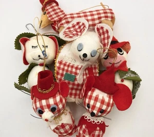 Lote de Adornos de Navidad Mediados de Siglo De Colección Ratón A Cuadros Gato Wiener Perro Payaso Perro - Imagen 1 de 11