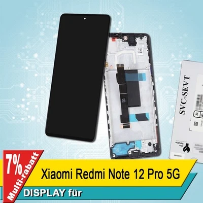 Display für Xiaomi Redmi Note 12 Pro 5G Bildschirm Service Pack Schwarz Rahmen