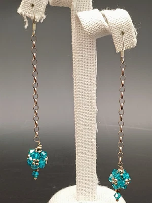 ORECCHINI PENDENTI CON CRISTALLO SWAROVSKI - TURCHESE - Immagine 1 di 4