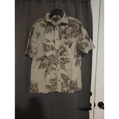 Camisa hawaiana Croft & Barrow beige. Hombre Mediano, Marrón Floral, Manga Corta Foto 1 de 4