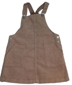H&M Skirt Coudoury Overall Girls 7 Snap Straps Pockets Brown Cotton  - Picture 1 of 11