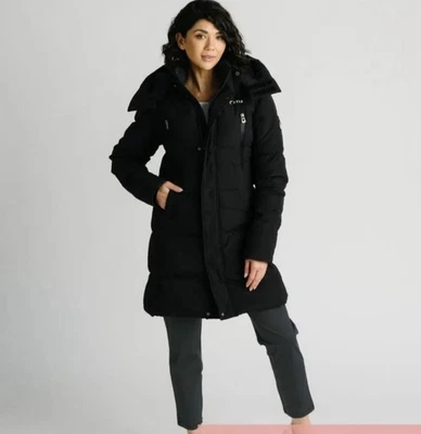 NWOT ZYIA ACTIVE Vented Vondelpark Removable Hood Puffer Winter Coat Black Large - Image 1 of 4