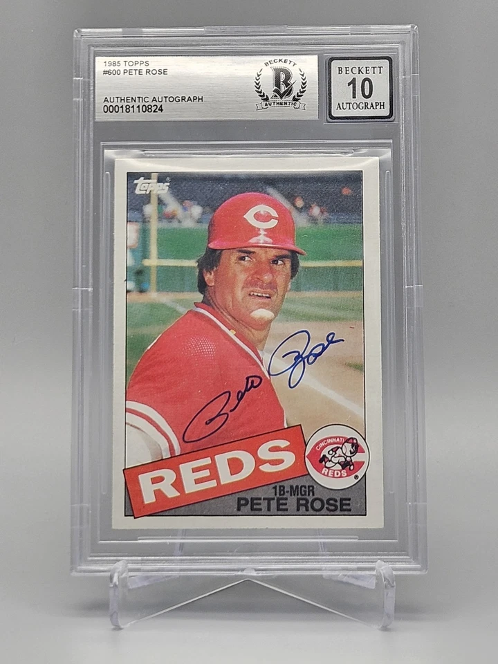 Topps Pete Rose 1985 con tarjeta autógrafo automático BGS 10 Foto 1 de 4