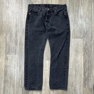 Levi's 501 Jeans Herren 38x32 schwarz gerade Denim Knopfleiste Baumwolle Y2K (36x30,5) - Bild 1 von 9