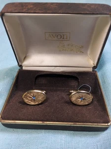 Vintage Avon Starburst Manschettenknöpfe Set blau goldfarben Metall 1971 - Bild 1 von 20