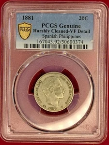 1881 Spanish Philippines 20 Centavos – PCGS VF Details Silver (1.5) - Picture 1 of 2