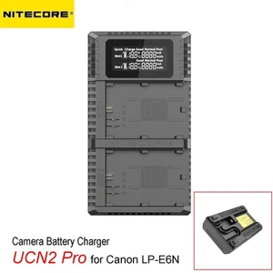 NITECORE UCN2 Pro Dual Solts Digital Charger For Canon LP-E6N Camera Batteries - Picture 1 of 21