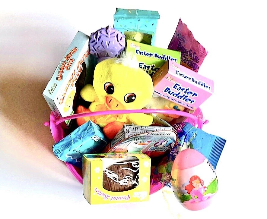 大型复活节篮子! 全新/密封 Yum 巧克力/糖果 + 鸡蛋 带纹身 — 第 1/4 张图片