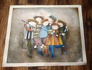 Joyce Roybal Repro Öl auf Leinwand Gemälde 22,5" x 26,75" Kinder Instrumente - Bild 1 von 8