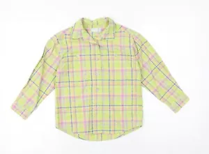 Adams Girls Green Plaid 100% Cotton Basic Button-Up Size 6 Years Collared Button - Picture 1 of 10