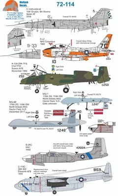 WolfPak Décalques 72-114 Starfighter FJ-2 Fury Fairchild Foudre Douglas MQ-9