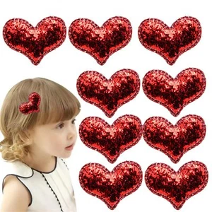 Valentines Day Glitter Heart Hair Clips for Girls Sequin Heart Hair Barrettes... - Picture 1 of 6
