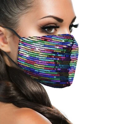 Bling Sequin Glitter Fabric Fashion Face Nose Mask Washable Reusable USA Seller - Image 1 of 4