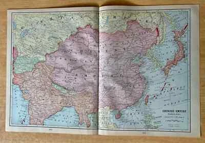 Antique Map 1903 CHINESE EMPIRE China 21 3/4 x 14 1/2 Original George Cram - Image 1 of 2
