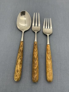 Lauffer PALISANDER Stainless Flatware WOOD Japan DINNER FORK Salad Fork SPOON - Foto 1 di 7