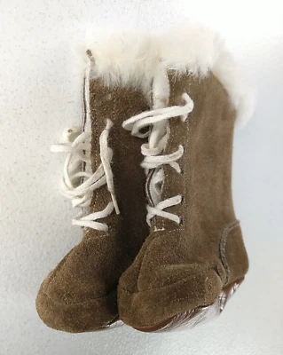Baby Leather Moccasins Boots Booties Fur-Lined Hand-Made Native Indigenous Craft - Image 1 of 4