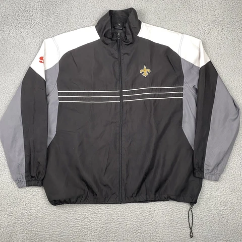 NFL Reebok New Orleans Saints Sports Illustrated Black Windbreaker Jacket Sz 2XL Cover