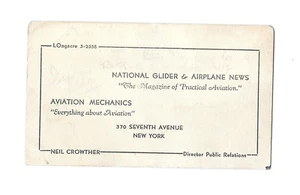Revistas de tarjetas de visita de colección National Glider News + Neil Crowther Dir PR - Imagen 1 de 1