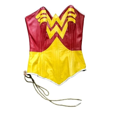 Corsé de cristal de arena de cuero genuino Wonder Woman talla L ¡RARO! Foto 1 de 4