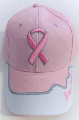 Womens Breast Cancer Awareness Pink Ribbon Hope Believe Adjustable Cap Hat BOXED - Image 1 of 4
