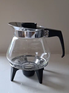 JAJ Pyrex Glass Teapot On Candle Warmer Stand Mid Century Modern Made In England - Picture 1 of 11