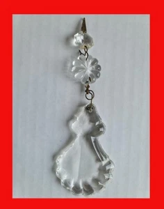 Vintage Crystal Glass Christmas Tree Flower & Octagon For Chandelier Or Lamp - Picture 1 of 2