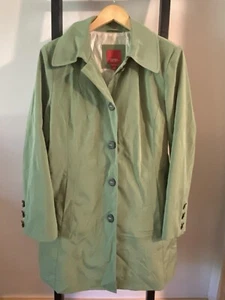 Esprit Trench Coat Women Large Green Rain Coat Front Buttons Pocket Classic - Picture 1 of 7