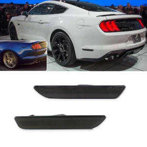 2pc For 2015-up Ford Mustang Smoked Lens Rear Bumper Side Marker Light Housing - Picture 1 of 8