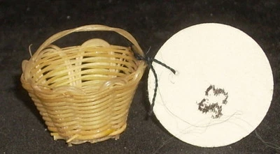 MEXICAN IMPORT 1:12 Dollhouse Miniature Mexican ONE Lacy Basket Yellow /Natural X-Small Easter
