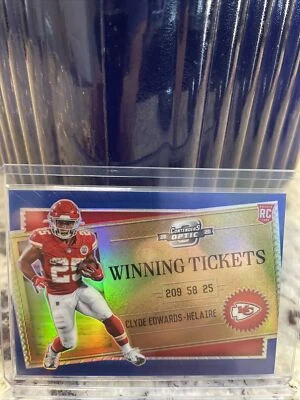 2020 Contenders Optic CLYDE EDWARDS-HELAIRE WINNING TICKETS ROOKIE  BLUE  #'D/99 - Image 1 of 3