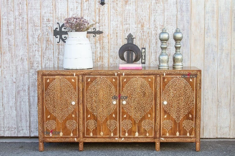 Light Walnut Tree of Life Inlay Sideboard Cover
