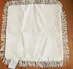New Elegant Formal Traditional Décor Ivory Fringed Brocade Pillow Cover - Picture 1 of 1
