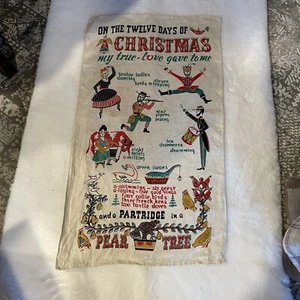 Cavallini & Co. Geschirrtuch 12 Days of Christmas Vintage Style Baumwolle - Bild 1 von 5