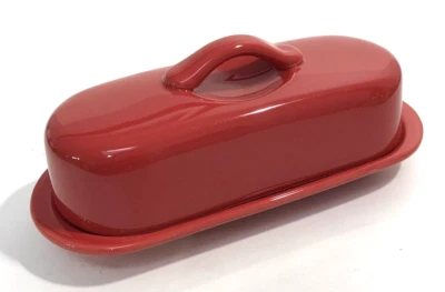 Chantal Covered Butter Dish Red Full Size Ceramic Farmhouse Style 8.25 Inch - Image 1 of 4