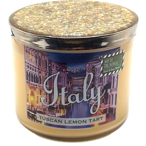 Bath Body Works ITALY DESTINATIONS 2015 3 Wick Candle Glitter Lid LEMON TART - Picture 1 of 4
