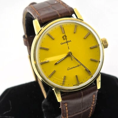 Vintage Omega Seamaster Manual Winding Yellow Dial 33mm Mens Watch 1968 Cal 601 - Image 1 of 4