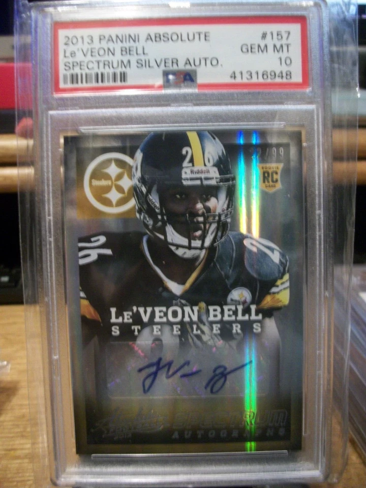 LE'VEON BELL 2013 Panini Absolute Spectrum Silver AUTO PSA GEM MT 10 Steelers RC - Image 1 of 1