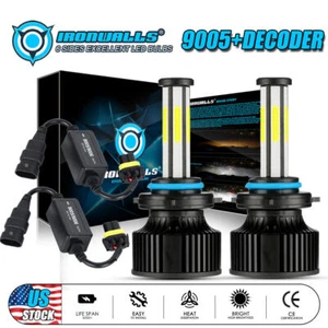 6 Sides 9005 HB3 Canbus LED Headlight Bulb High Beam 6000K Super Bright White 2x - Picture 1 of 12