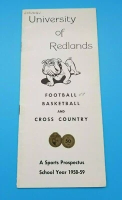REDLANDS BULLDOGS COLLEGE FOOTBALL & BASKETBALL MEDIA GUIDE - 1958  - Image 1 of 4
