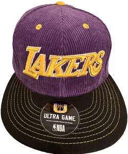 Nuevo NBA LA Lakers Púrpura Amarillo Negro Pana Ultra Juego Hombres SnapBack Gorra Gorra - Imagen 1 de 7